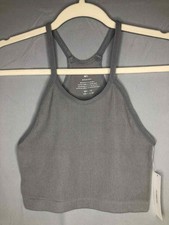 Ododos Womens Gray Ribbed Cropped Tank Top sz M/L Casual Workout