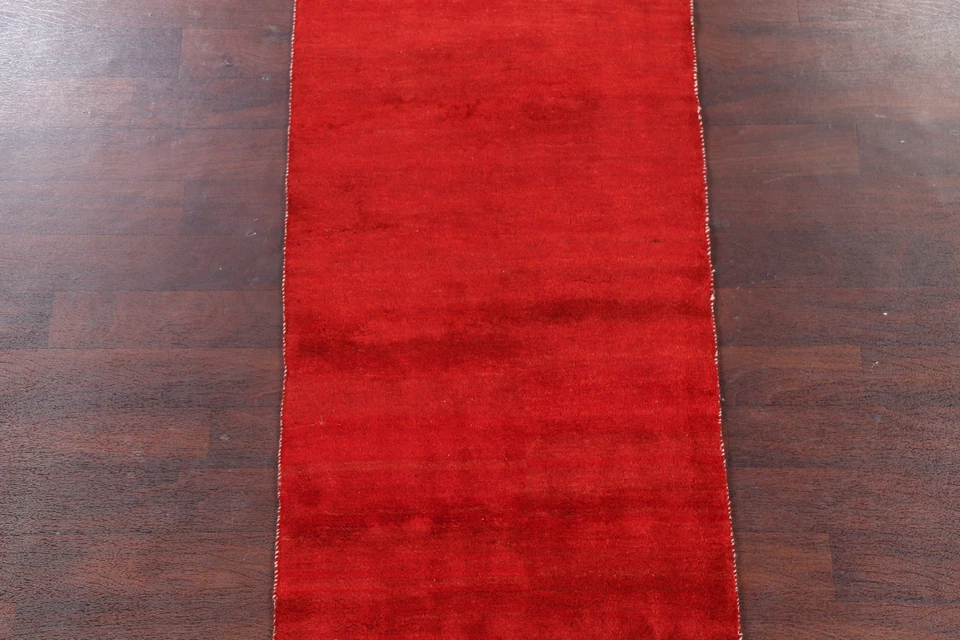 Handgefertigt Solides Rotes Gabbeh Teppich Läufer 0.9x1.8m Moderne Orientalisch - Bild 3 von 4