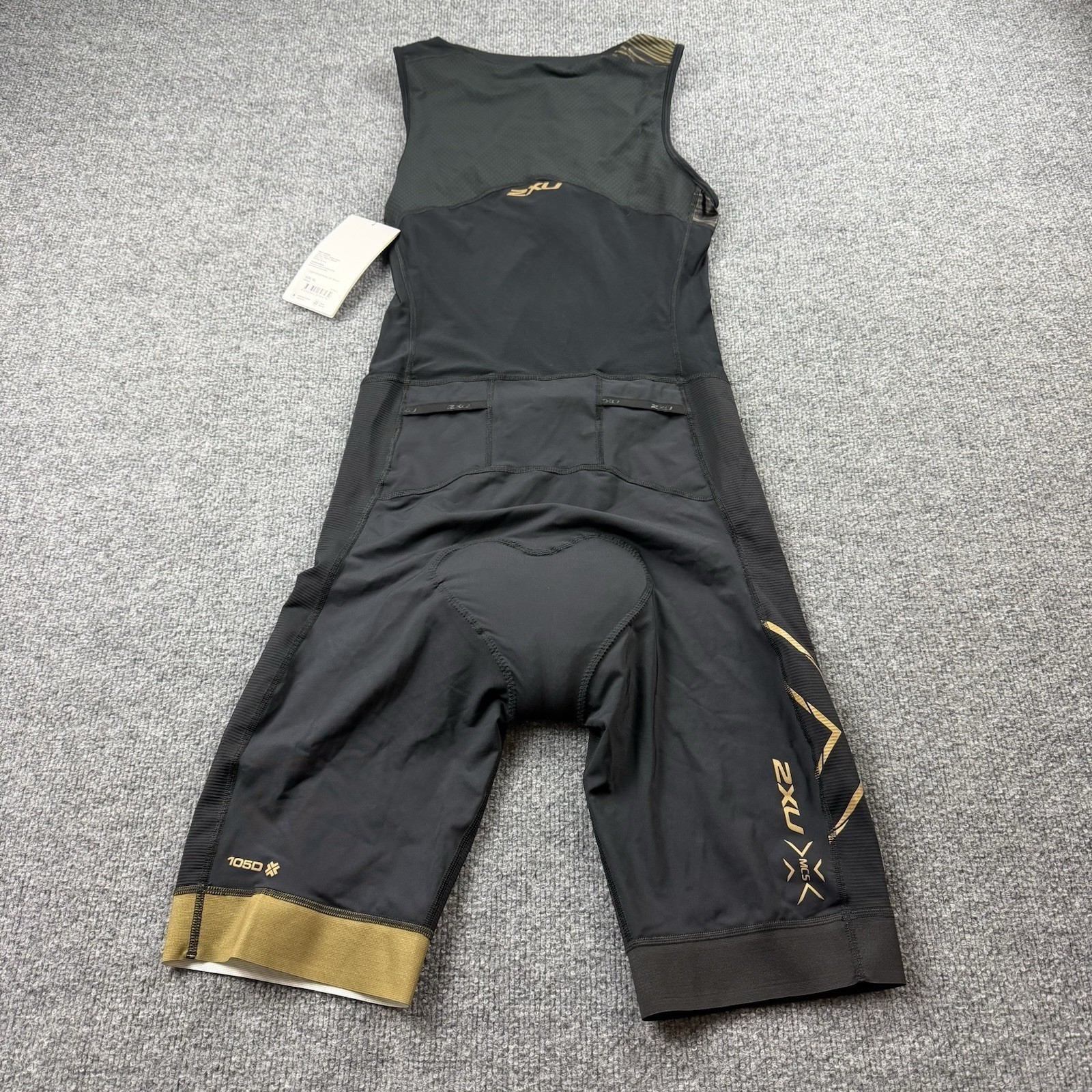 2XU Men's Light Speed Front Zip Trisuit XL Black Gold Triath