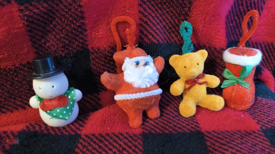 Enfeite vintage de feltro para cachimbo de Natal Japão Papai Noel meia de pelúcia  - Imagem 3 de 4