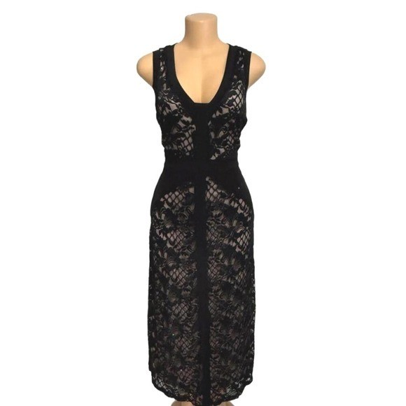 Candlelite Pettite Black Lace Sleeveless Maxi Dress Size PL