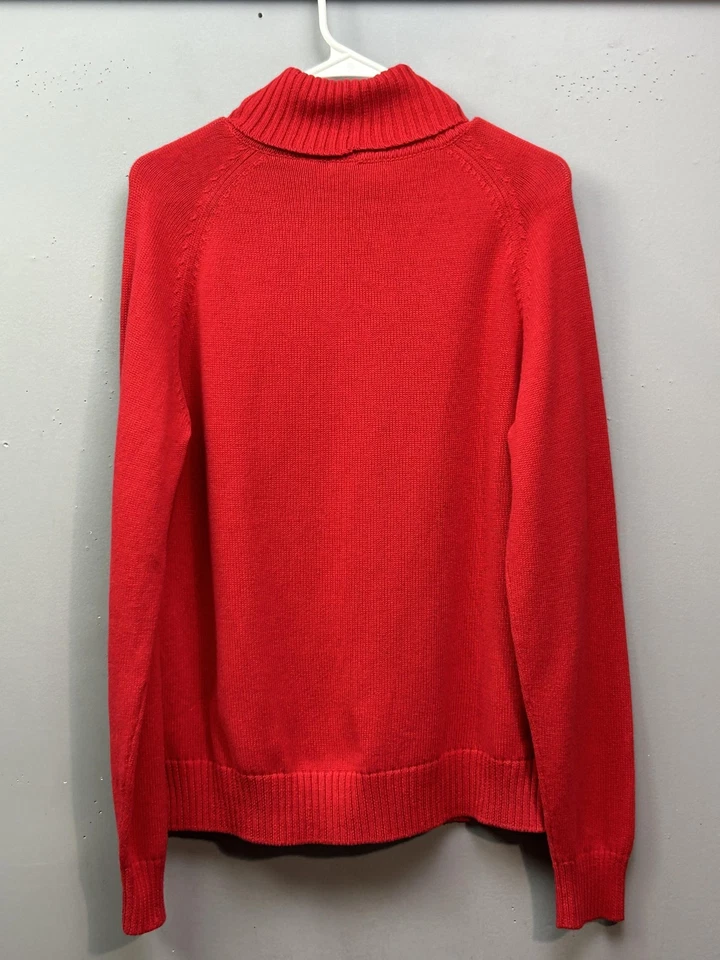 Suéter Jeanne Pierre Mujer XL Rojo Cuello Alto 100% Algodón Pullover Tejido Raglán Foto 2 de 4