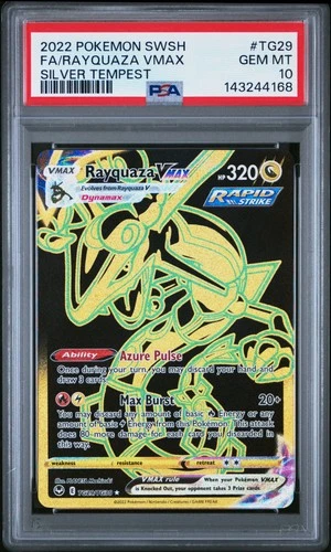 2022 POKEMON SWORD & SHIELD SILVER TEMPEST #TG29 FULL ART/RAYQUAZA VMAX PSA 10