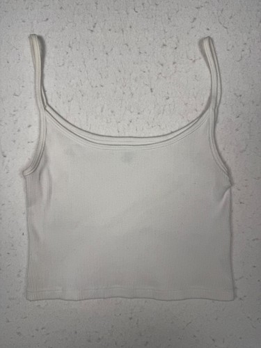Brandy Melville White Ribbed Cotton Knit Camisole Tank Top One Size