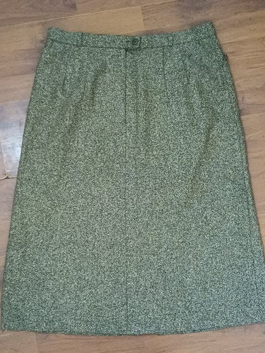 Basler A-Line Skirt Vtg 80s 90s Green Wool & Silk Tweed Fully Lined Midi UK 14 - Picture 5 of 8