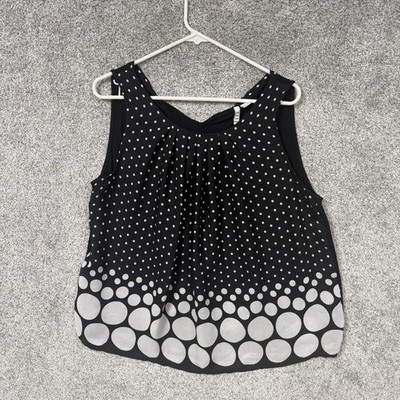 ELLE Tank Top XL Retro 60s Mod Polka Dot Office Chic Business Casual Parisian
