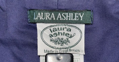 LAURA ASHLEY ANNI 80 ABITO VESTITO SMANICATO BLU NAVY-BIANCO A POIS TAGLIA 10 - Foto 3 di 11