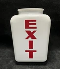 Vintage Art Deco Theater 3 Sided Exit Sign Antique Milk Glass Globe Light Cover