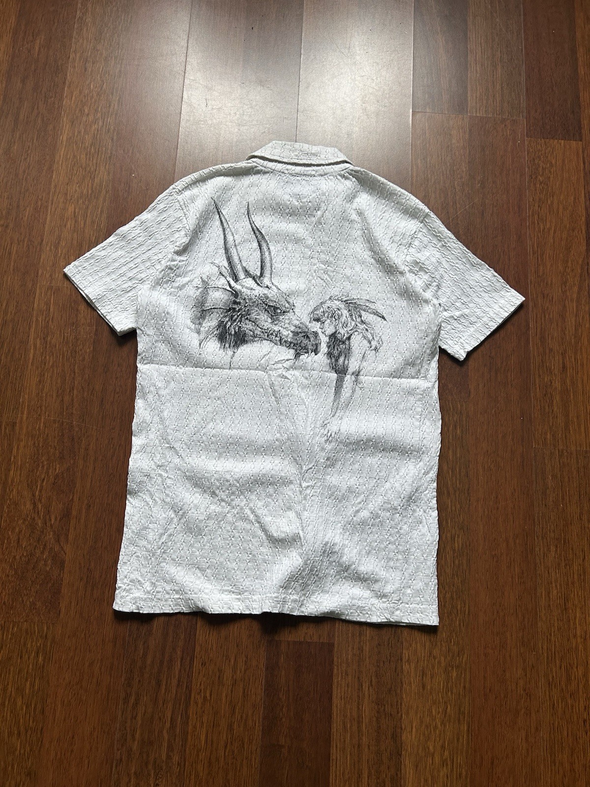 Vintage Amine Graphic Printed Polo T-shirt Mens Assymetrical Streetwear Size S