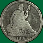 1837 No Stars Seated Liberty Half Dime Choice Good G+/VG Coin #41310