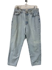 Vintage Calvin Klein Women  s Light Denim Jeans Size 14 High Rise Straight Leg 90