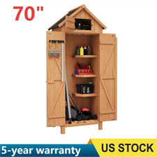 70" Outdoor Wooden Storage tool Shed w/Lockable Door Backyard Garden Waterproof