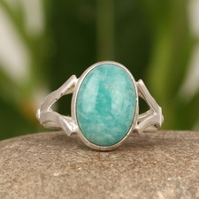 Special Amazonite Ring 925 Sterling Silver Bohemian Bridal Woman's Jewelry Gifts