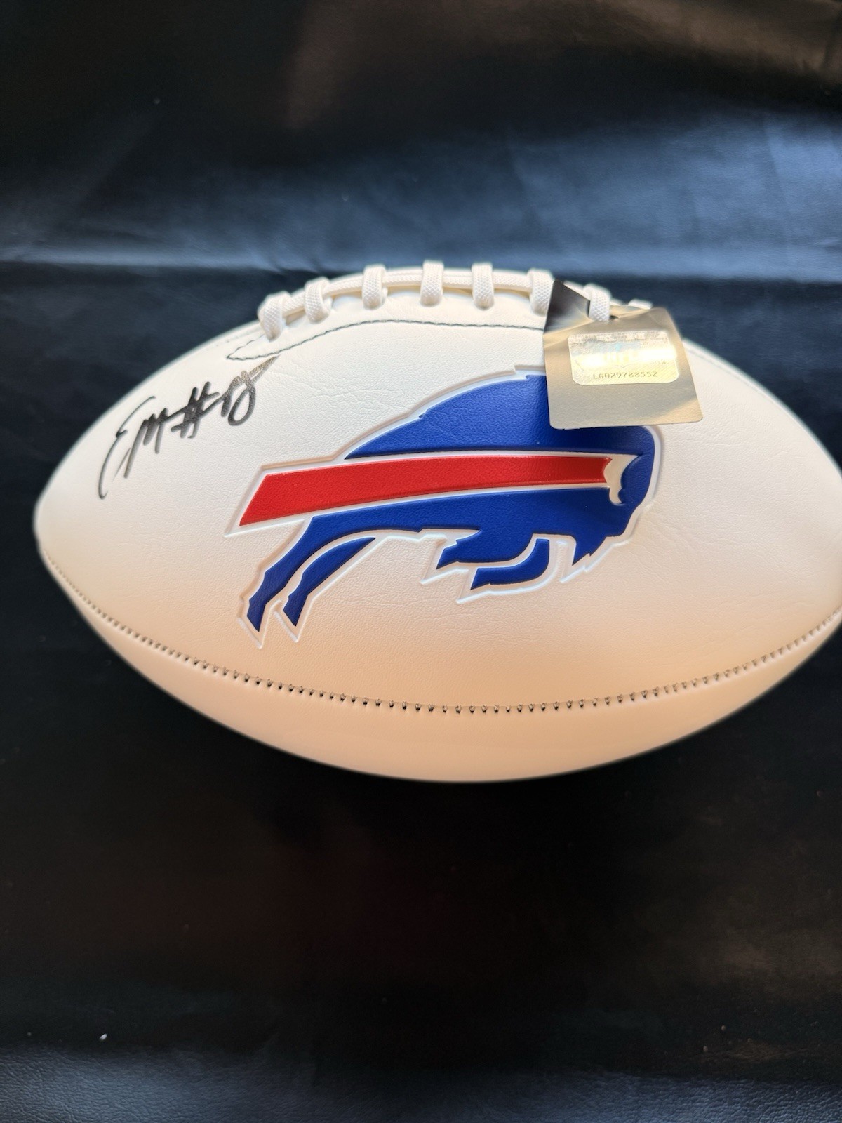 Elijah Moore Signed Buffalo Bills White Logo Football Autographed COA AB107099