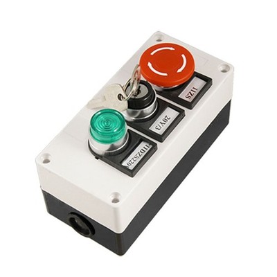 uxcell Green Light Mushroom Self Lock Push Button Key Switch Station