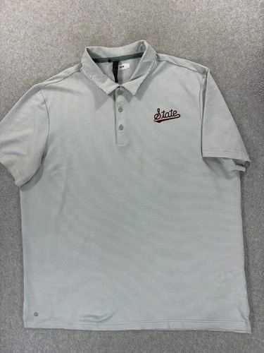 Mississippi State Bulldogs Screened Logo  S/S Campus Polo Shirt (Men's XL) Gray