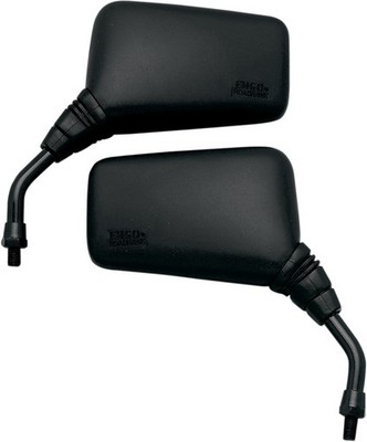 Emgo Roadhawk Rectangular Mirror Black 10mm Thread 5in Stem Pair