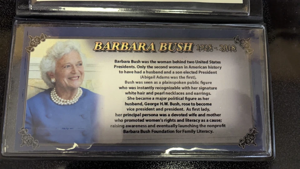 Rare 2018 First Commemorative Mint Barbra Bush Color Artwork Two Dollar $2 Bill - Image 4 of 4