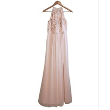 BHLDN Carine Sz 2 Fairy Floral Embroidered Flowy Halter Maxi Dress