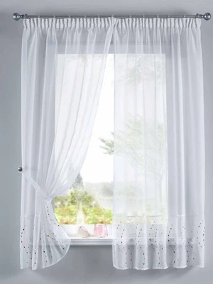 GARDINENBOX Juego de cortinas bordadas PUNKT de 4 piezas discos paso túnel púrpura HxA 150x90 cm