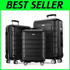 Lightweight Black Suitcase Set/Spinner Wheels/TSA Lock