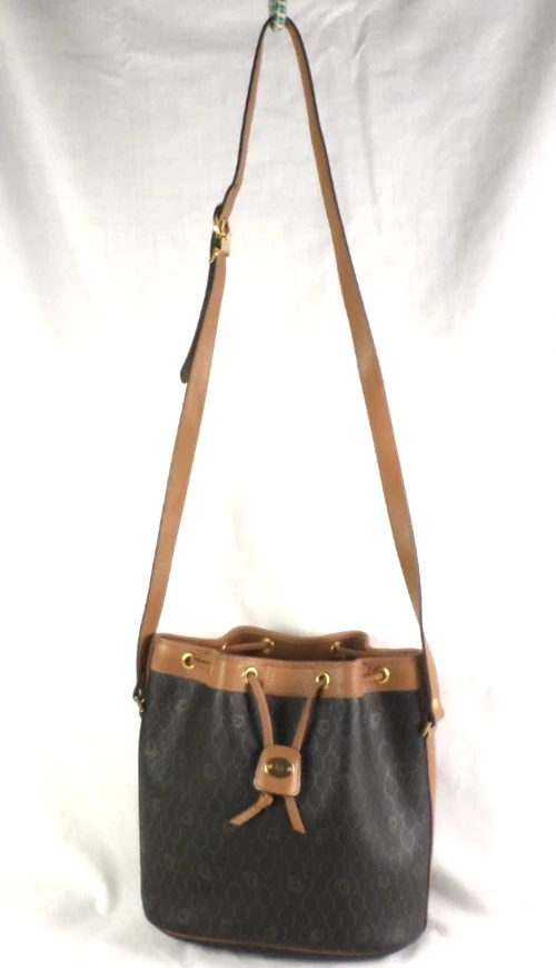 Bolso de hombro vintage Christian Dior negro PVC nido de abeja cuero marrón cubo WOW Foto 2 de 4