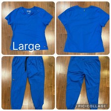 GREYS ANATOMY BY BARCO Women's Scrubs Set Size Large Royal Blue Pants And Top