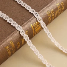 Vintage Cotton Lace Ribbon, Bridal Wedding Decoration, Beige Lace Trim for Scrap
