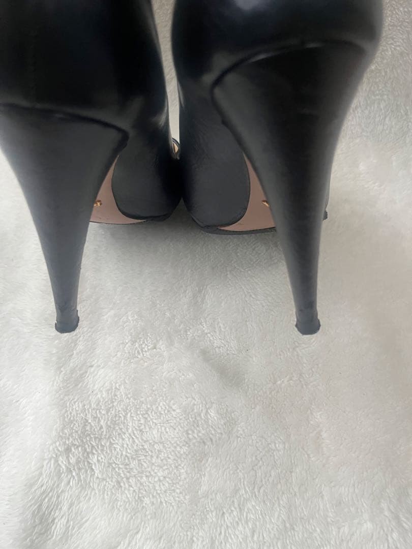 PRADA Women's Pumps Open-Toe Size:34.5/JP:21.5 Leather Black 135139K Authentic thumbnail 7
