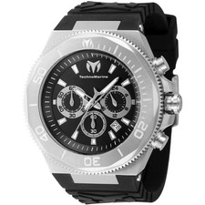 Technomarine Men's Watch Manta Ocean Chronograph Black Silicone Strap TM-224012
