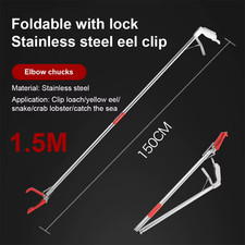 1.5M Foldable Snake Tongs Snake Catcher Tong Wide Jaw Stainless Steel Reptile G