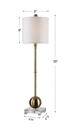 UTTERMOST 29935-1 LATON PLATED BRUSHED BRASS CRYSTAL BASE BUFFET TABLE LAMP - Picture 8 of 8