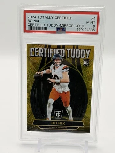 Bo Nix 2024 Panini Totally Certified Gold Prizm RC SSP /10 PSA 9 Rookie!