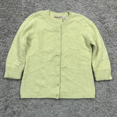 Apostrophe Vintage 90s Y2K Yellow Angora Rabbit Fur Cardigan Button Sweater Smal