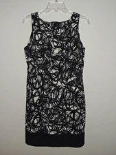 AB Studio Black/White Zipper Back Sleeveless Dress Size 14