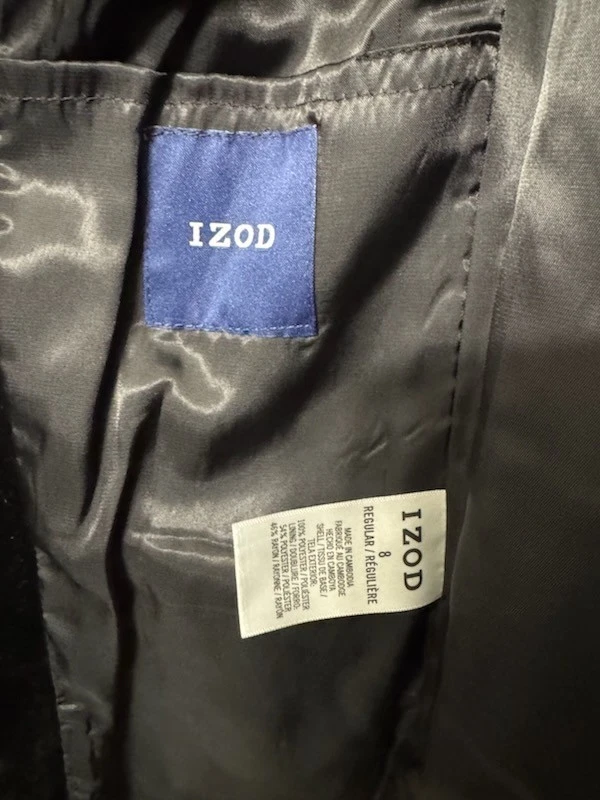 Chaqueta Blazer Izod Niños Terciopelo Negro Talla 18 Navidad Boda Vacaciones Nueva con Etiquetas Foto 3 de 4