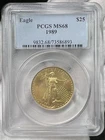 1989 $25 Twenty Five Dollar American 1/2 oz Gold Eagle Bullion PCGS MS68 Coin