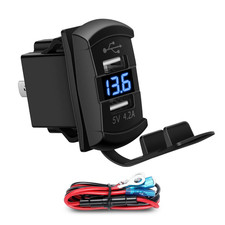 4.2A USB Rocker Switch Dual USB Charger Socket with Waterproof Cover Blue Led Vo