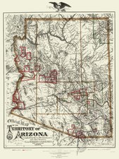 Historic State Map - Arizona Territory - Eckhoff 1880 - Vintage Wall Art