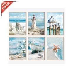 6 Beach-Themed Paint by Numbers Kits for Adults - Stress Relief Art Projects