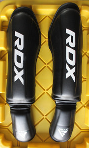 RDX Shin Guards Kickboxing Muay Thai, SATRA SMMAF Approved, Large, Black 