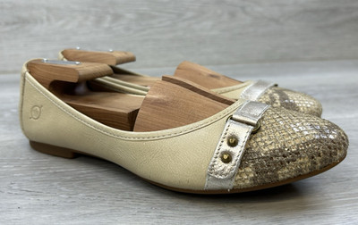 Born Masia Women's Ballet Flat Brown Leather 7 Snake Casual Comfort Travel Work