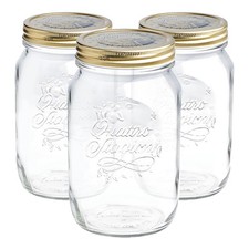 Quattro Stagioni Glass Storage Jars - 1 Litre - Pack of 3
