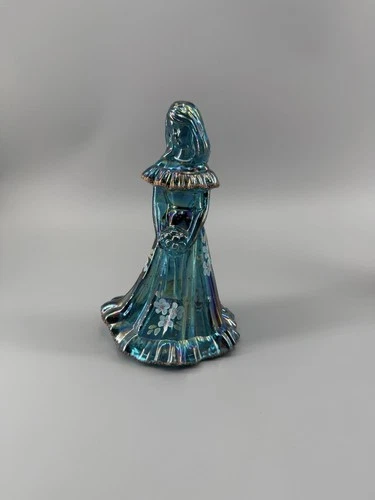 Fenton Blue Carnival Glass Bridesmaid Figurine Shelly Fenton Vintage Signed