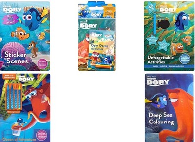 NEW x 5 FINDING DORY ACTIVITY books COLOURING STICKER SCENES CRAYONS PACK  Nemo