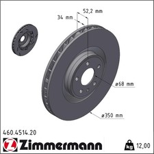 1x Zimmermann 460.4514.20 Bremsscheibe für PORSCHE MACAN 95B Bremsscheiben