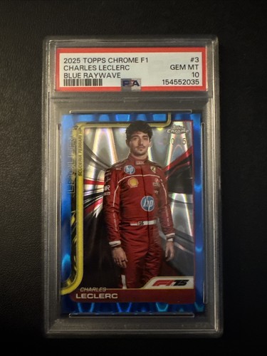 2025 TOPPS CHROME F1 CHARLES LECLERC BLUE RAYWAVE /150 #3 PSA 10*OPEN TO OFFERS*