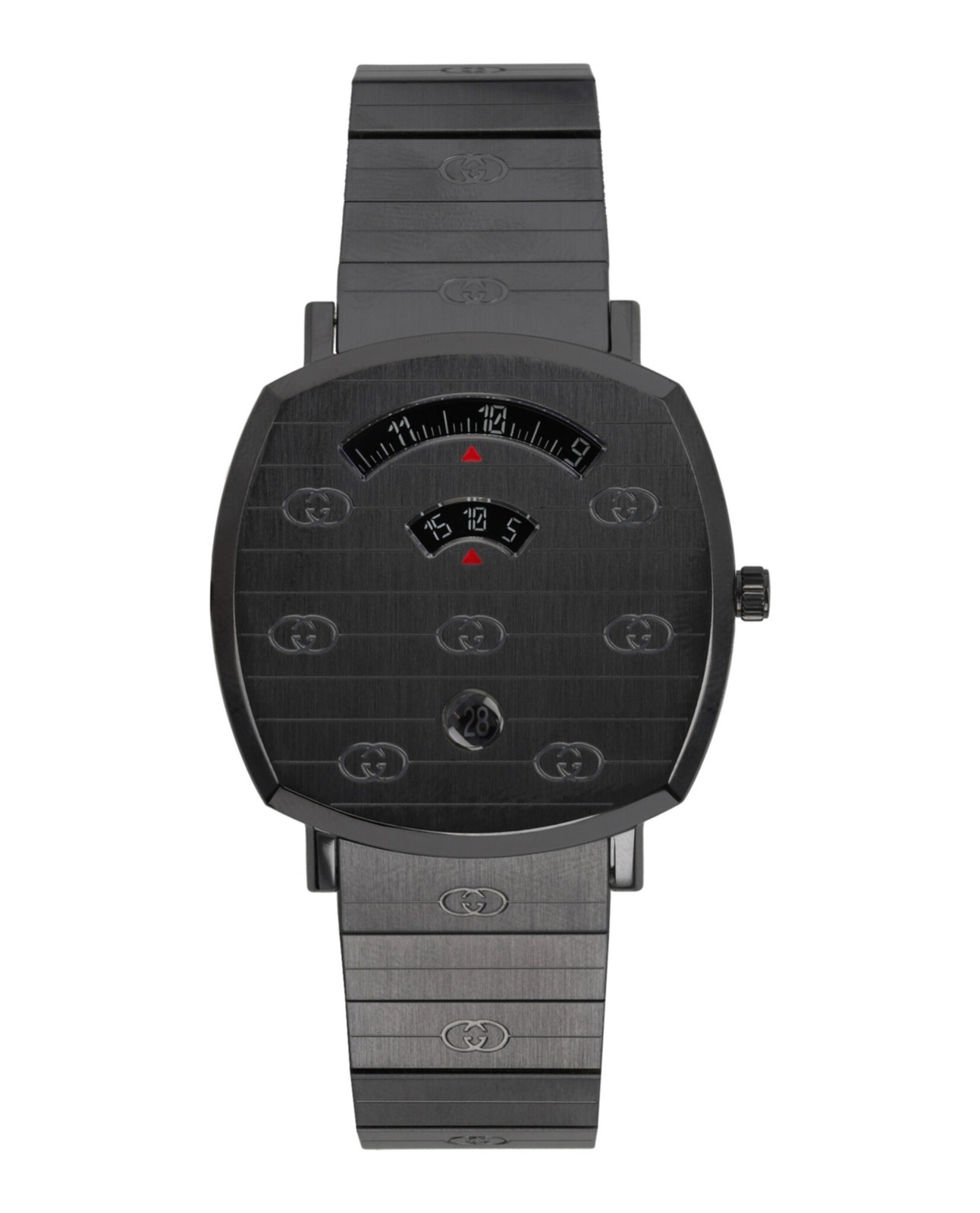 Gucci Mens Black 41mm Bracelet Fashion Watch with Stainless Steel Band-image