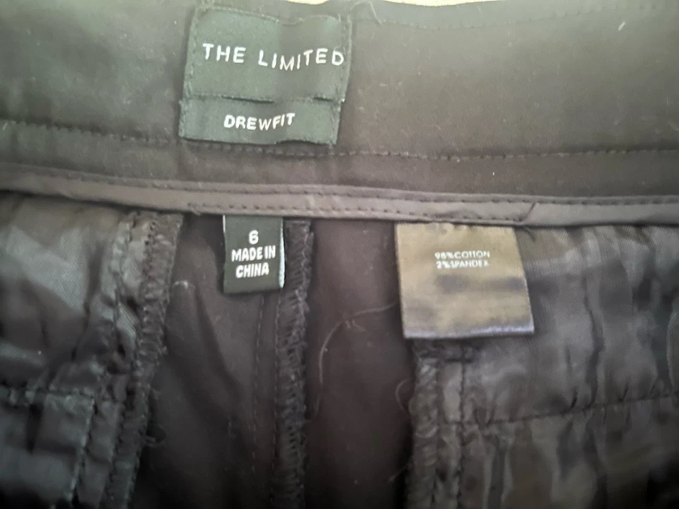 Pantalones cortos de vestir THE LIMITED Drew Fit negros con puño para mujer talla 6 Foto 3 de 4