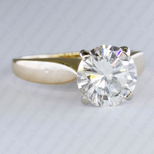 1.99Ct Round Brilliant Lab Grown IGI Certified Diamond 14K Yellow Gold Ring - Picture 2 of 15